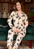 Women’s long Sleeve black bows Pajama Set - Model 8001