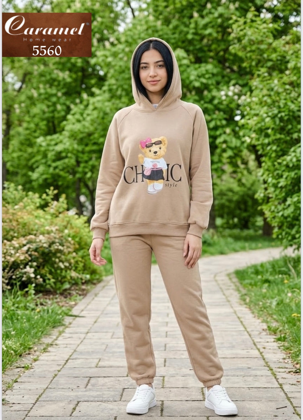 Chic teddy bear winter melton pajama set - Model 5560