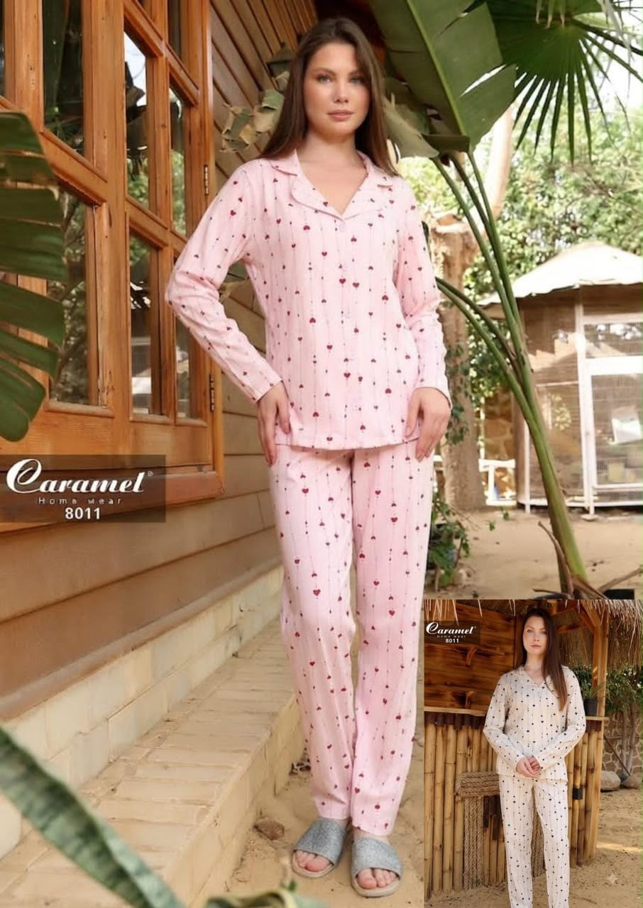 Women’s long Sleeve red hearts Pajama Set - Model 8011