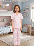 Kids Short Sleeve Pants Pajama Set – Bunny & Hearts - Model 850