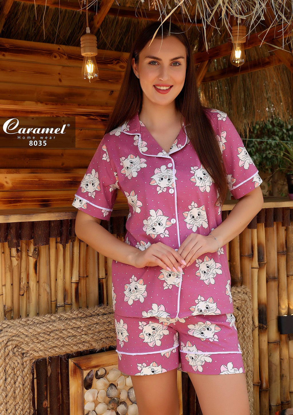 Short Sleeve Shorts Pajama – Merry- Model 8035