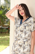 Short-Sleeve Nightgown Navy*Beige