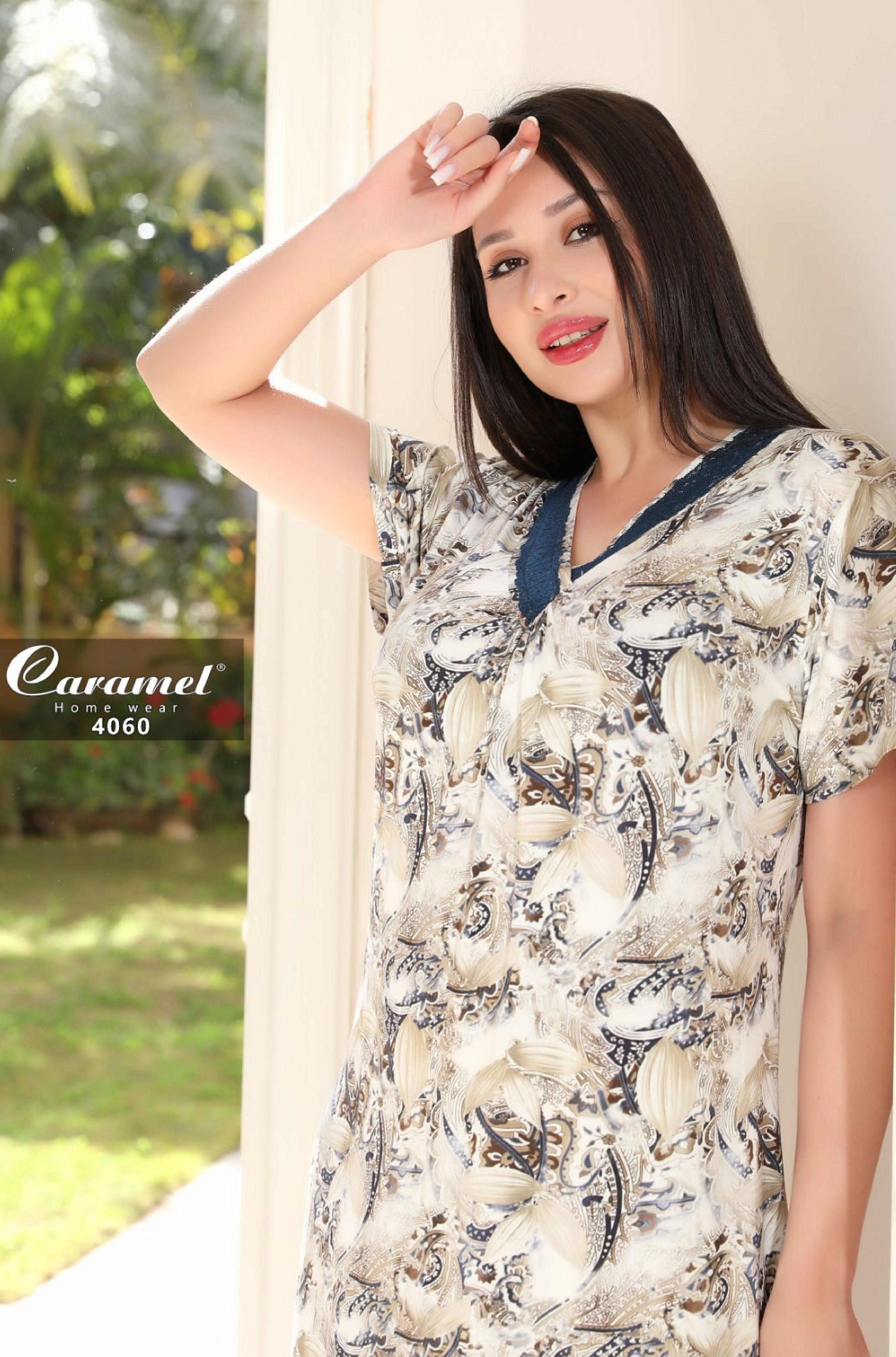 Short-Sleeve Nightgown Navy*Beige