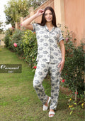 Women's Button Pajama Black Flower