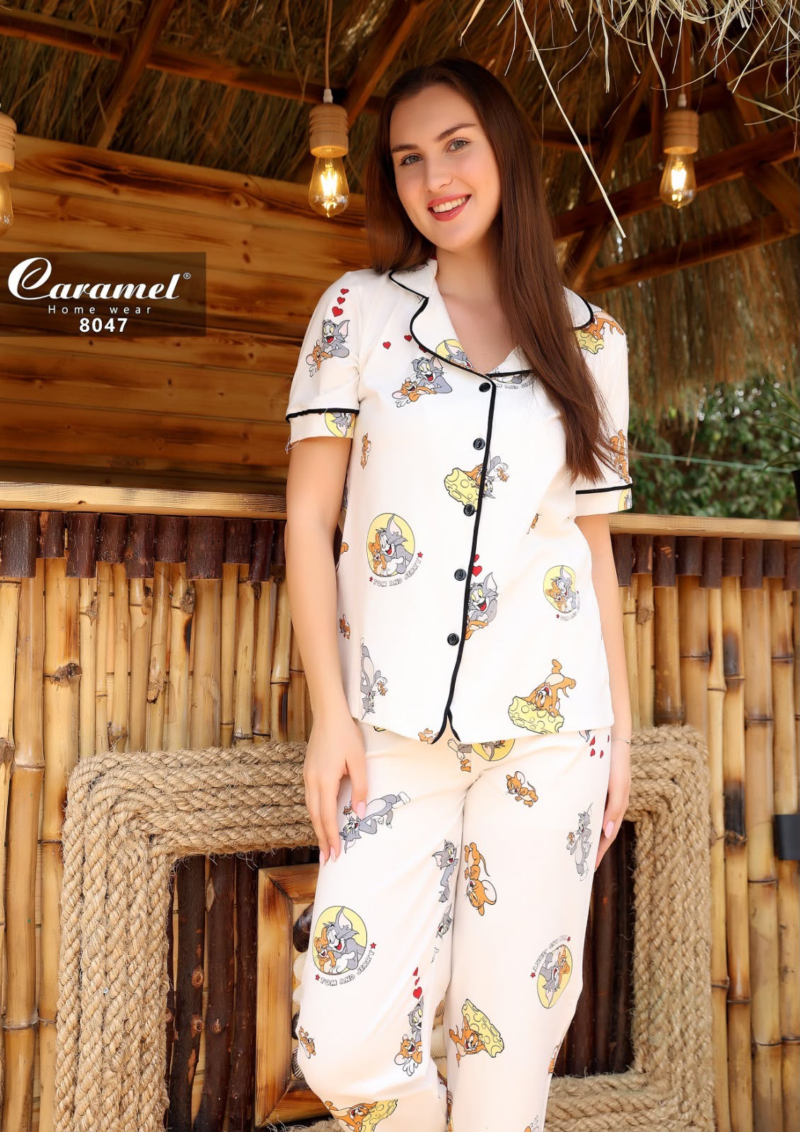 Women’s Short Sleeve tom&jerry Pajama Set- Model 8047