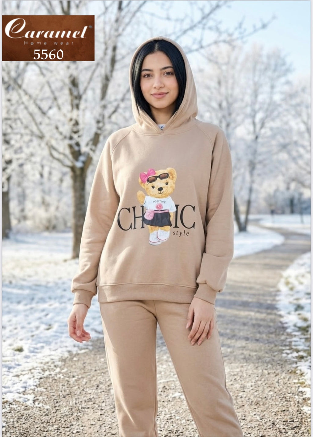 Chic teddy bear winter melton pajama set - Model 5560
