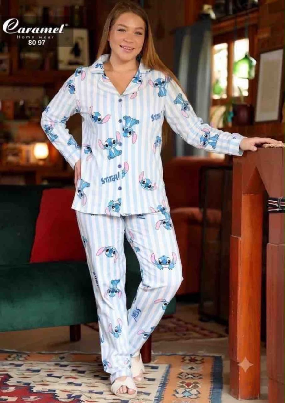 Women’s long Sleeve stitch Pajama Set - Model 8097