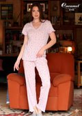 Women’s Short Sleeve Bow Print Pajama Set - Model 8105