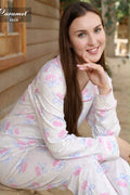 Women’s long Sleeve pink cherry Pajama Set - Model 8029