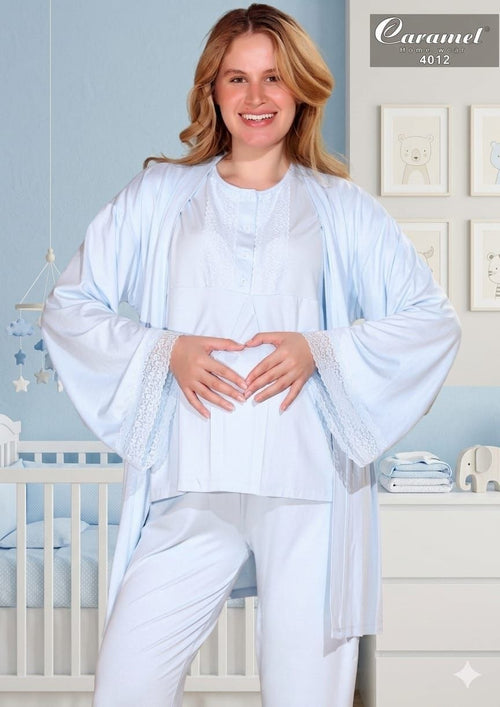 3-Piece Lace-Trim Maternity & Nursing Pajama | Model 4012