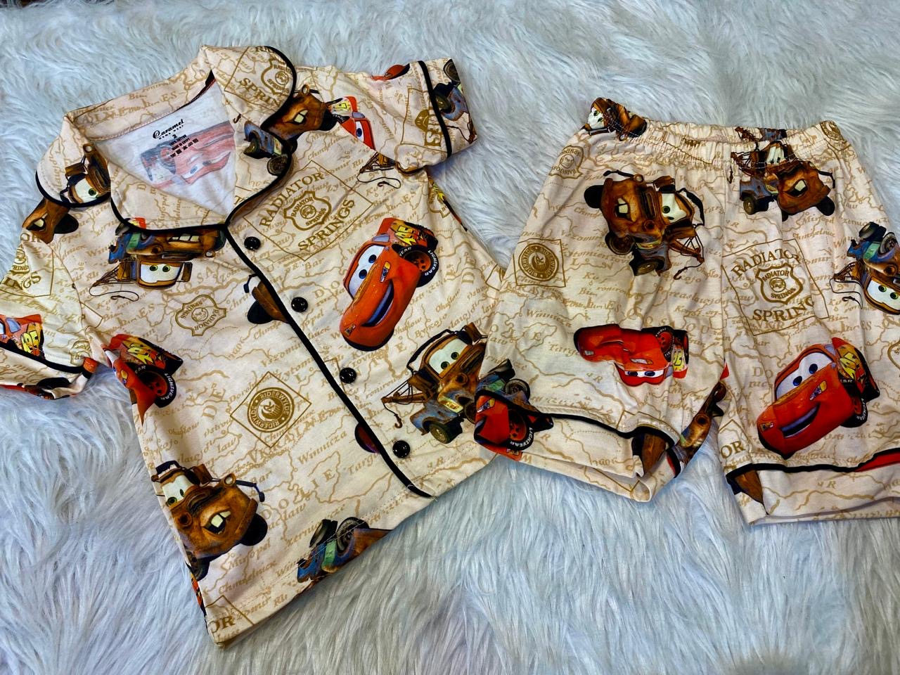 Kids Short Sleeve Shorts Pajama Set – Cars -Model 512