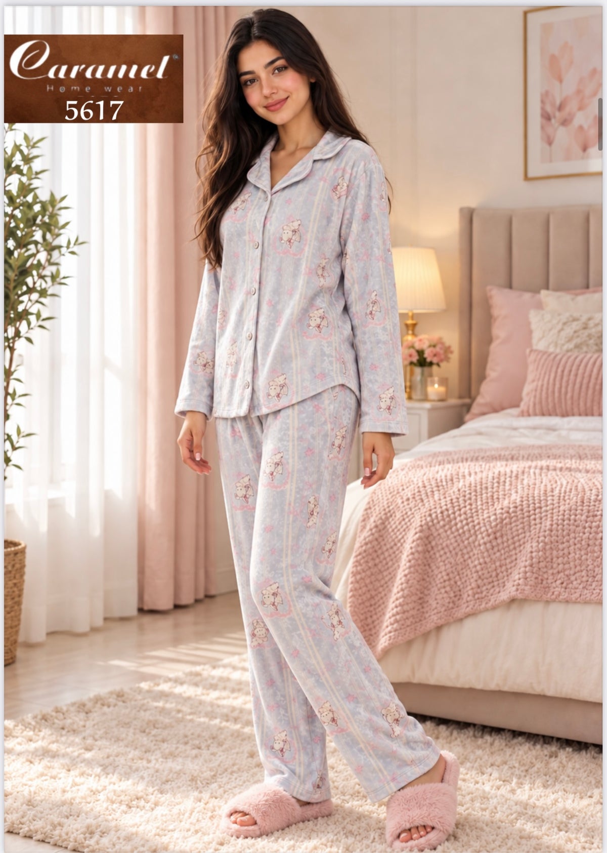 Caramel Ice Velvet Winter Pajama Set - Model 5617