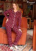 Women’s long Sleeve burgandy Pajama Set - Model 8020