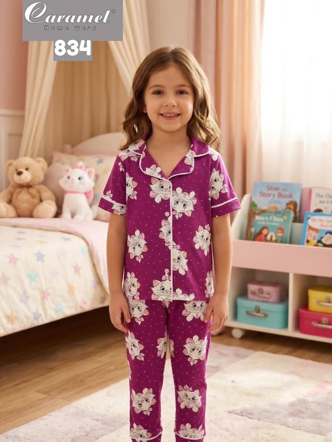 Kids Short Sleeve Pants Pajama Set – Marie -Model 834