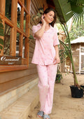 Women’s Short Sleeve pink bows Pajama Set - Model 8067