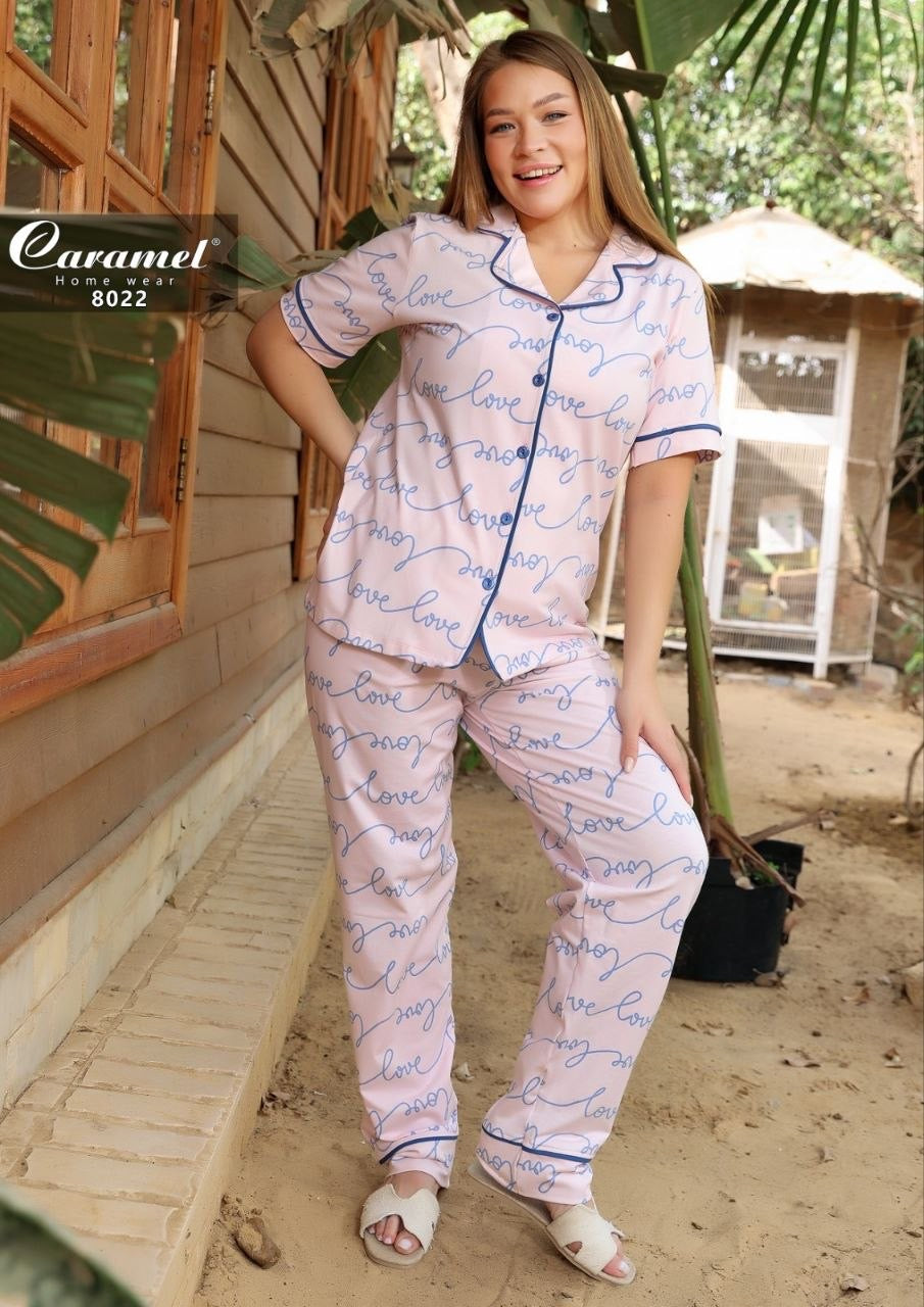 Women’s Love Print Pajama Set | Short Sleeve | Model 8022