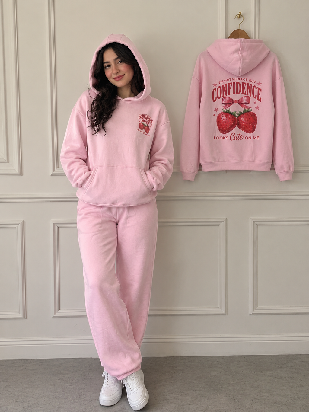 Strawberry melton winter pajama set - Model 5555